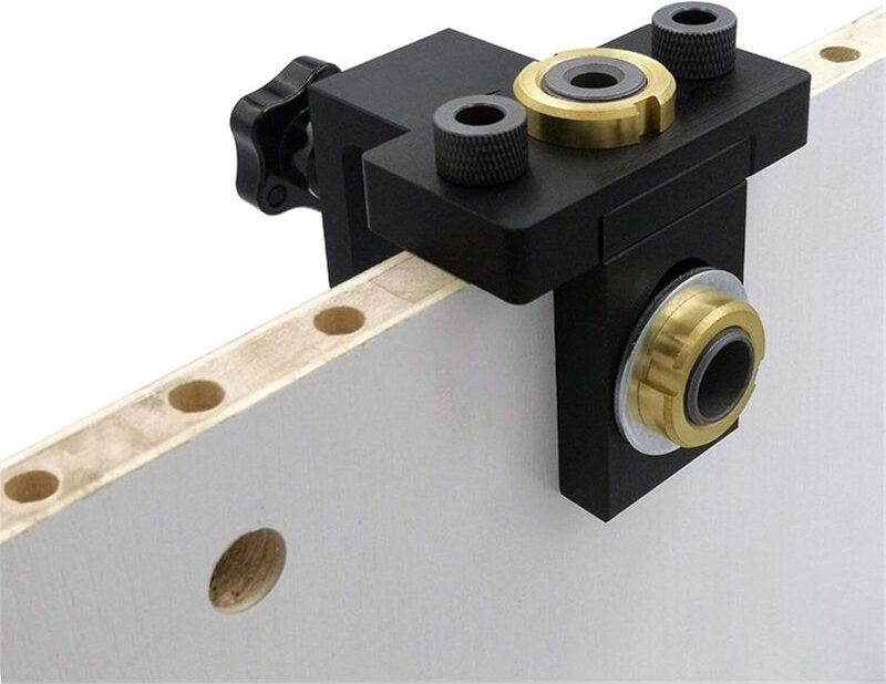 Taschenbohrlehren-Set 8/10/15 mm, 3-in-1 Holzbearbeitungs-Set mit verstellbarer Positionierklemme, Bohrschablone, Ahle, ...