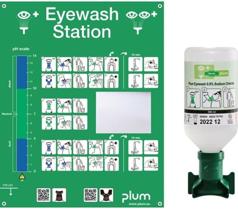 Augenspülstation, inkl. Fl., 500 ml u. Wandhalter - Plum