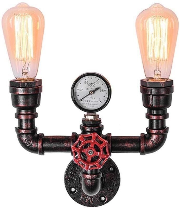 Vintage Steampunk Wandleuchten Rustikale Wasserrohr Wandlampe Industrielle Wandleuchte für Cafe Bar Dekoration, E27 (nic...