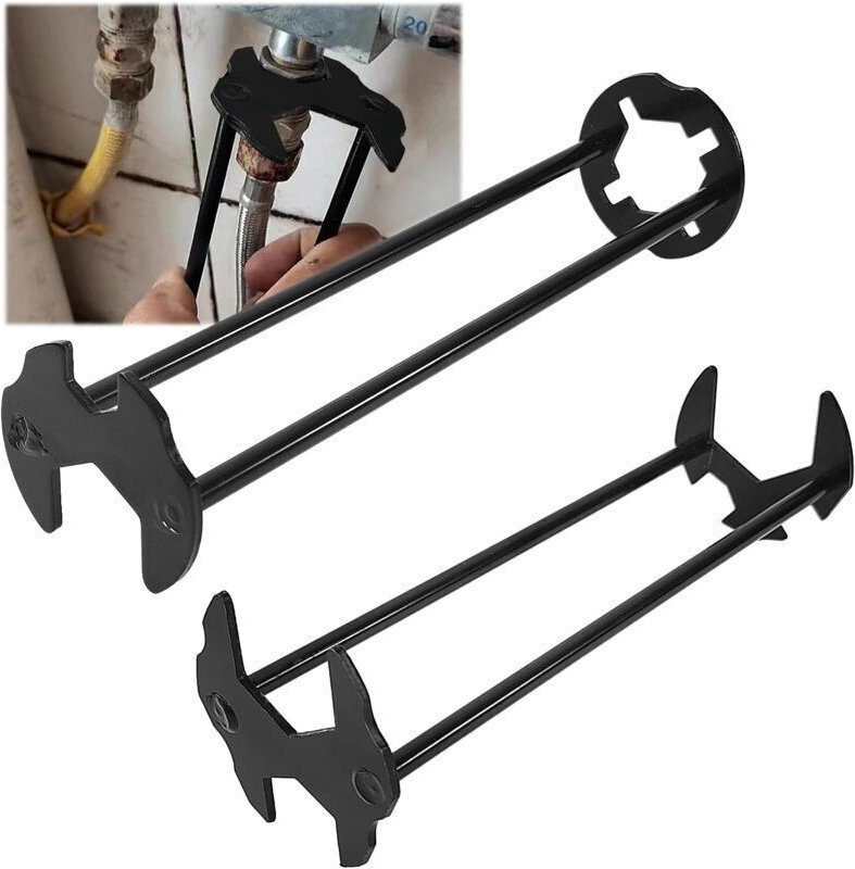 Set mit 2 Wasserhahnschlüsseln, hochwertige verstellbare Metallschlüssel, 7 Wasserhahnschlüssel mit einfacher Mutter, Wa...