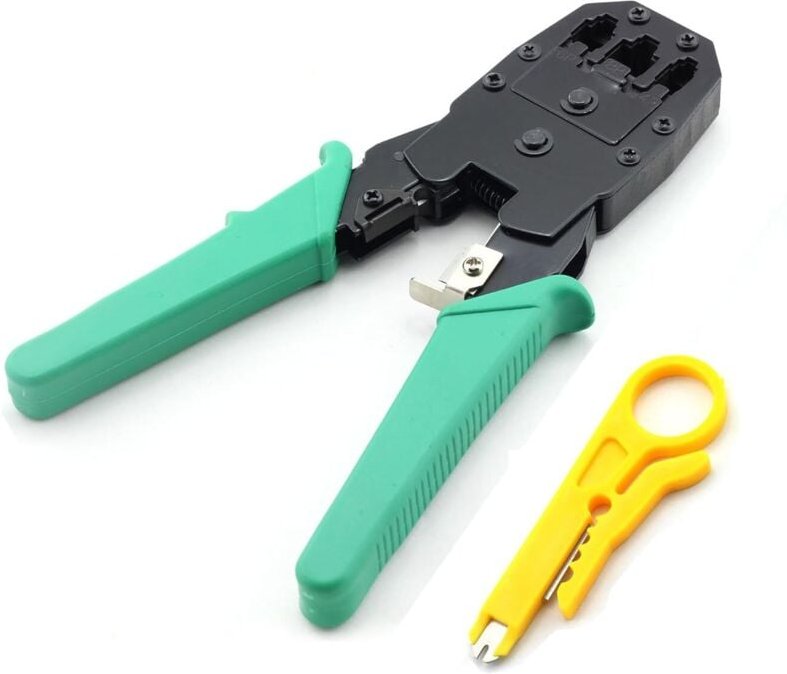 Netzwerk-Crimpwerkzeug, Abisolierzange, Crimper für RJ11-, RJ12-, RJ45-Stecker, für Netzwerk- und Telefonkabel, Ethernet...
