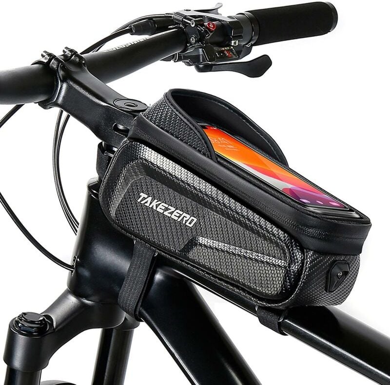 Wasserdichte Fahrrad-Handyhalterungstaschen, Vorderrahmen-Oberrohrtasche mit Touchscreen-Handyhalterung