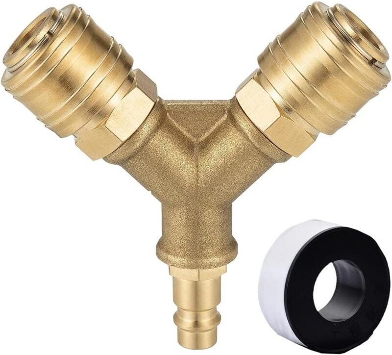Thumbnail - Druckluftverteiler Druckluftweiche 2-fach mit 2 Kupplungen, druckluftkupplung Schnellkuppler Verteiler,Druckluftweiche m...
