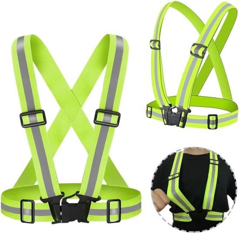Reflektierende Weste, 2er-Pack, elastisch, größenverstellbar, Sicherheitsweste, hohe Sichtbarkeit, atmungsaktiv, für Out...