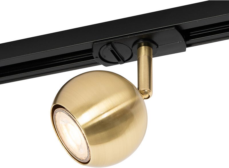Moderner 1-phasiger Schienenstrahler schwarz mit Gold - Iconic Gissi