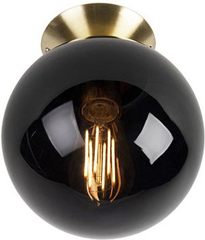 Art Deco Deckenleuchte Messing mit schwarzem Glas - Pallon