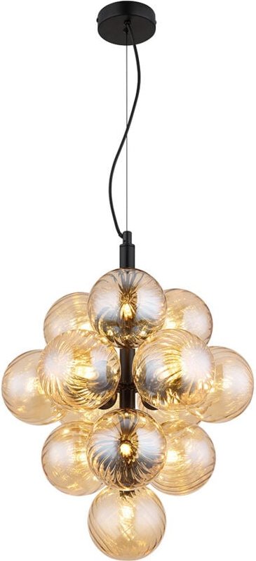Pendelleuchte Hängelampe Esstischleuchte Glaskugel 13 flammig amber H 120 cm