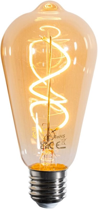 Luedd - E27 Dimmbare LED-Glühbirne Spiralfilament ST64 Gold 4W 270 lm 2100K