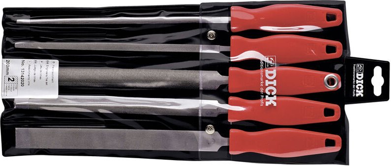Dick - f. Feilen-Satz, 5-teilig (Hieb 2 Länge 200mm Kunststoff: in Plastiktasche)