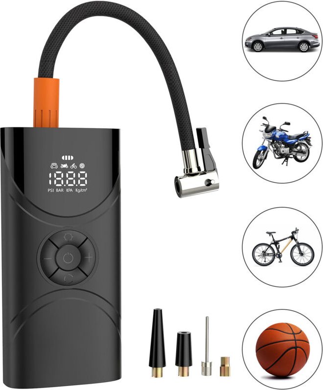 Linghhang - Tragbarer Luftkompressor für Reifenfüller, 150 psi Luftpumpe mit Digitalanzeige, Manometer und Taschenlampe,...