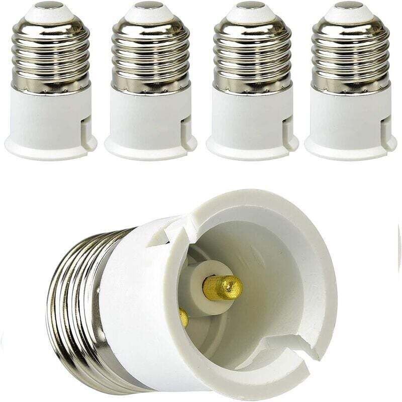 5er-Pack E27-auf-B22-Adapter für LED-Lampen und Halogenlampen, E27-Sockelkonverter, maximale Leistung 200 W, 0 – 250 V, ...