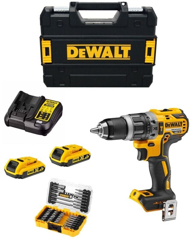 Schlagbohrschrauber DeWALT DCD796D2T (2 x 2,0 Ah + DCB107 + TSTAK II) + Set mit 40 Schrauber bits
