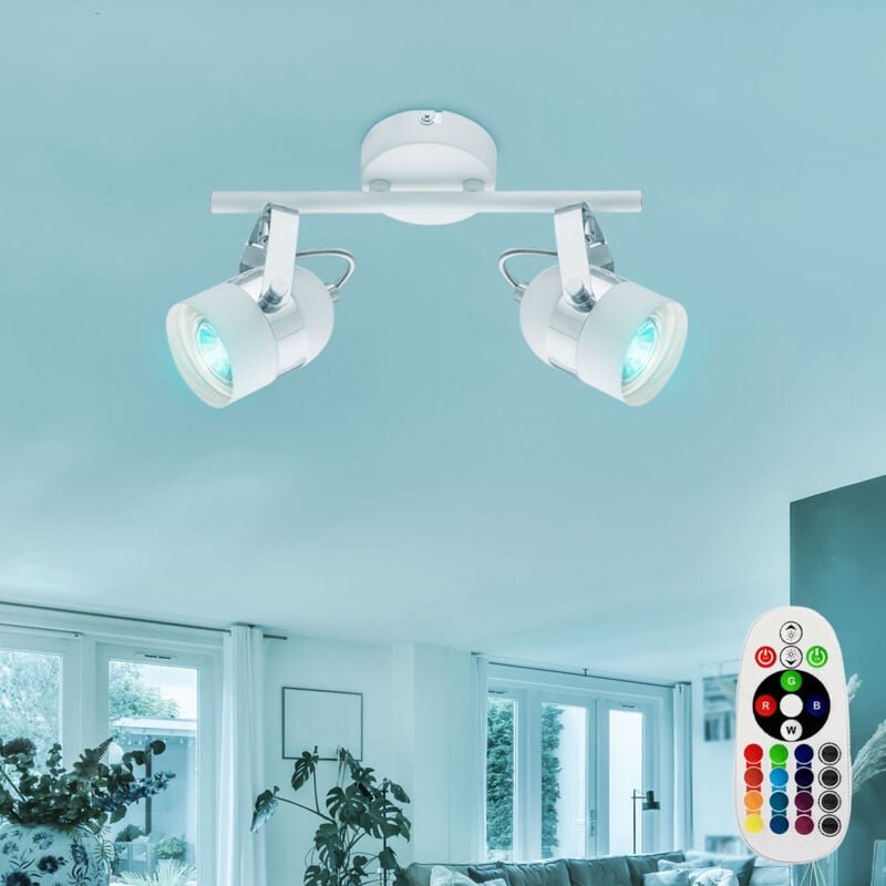 Decken Lampe dimmbar Wohn Zimmer Fernbedienung Strahler verstellbar im Set inkl RGB LED Leuchtmittel