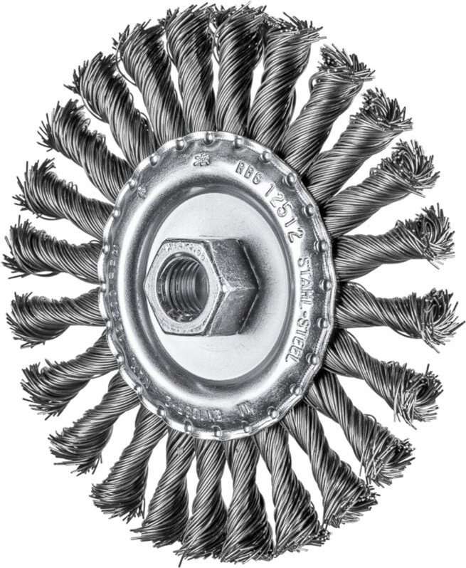 Rundbürste gezopft rbg ø 125x12 mm M14 Stahl-Draht-Ø 0,50mm Winkelschleifer - Pferd