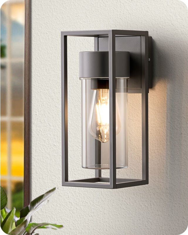 EDISHINE Wandleuchte innen & aussen, Wandlampe mit E27 Lampe, IP44 Wasserdicht, Wandbeleuchtung für Hauswand, Terrassenb...