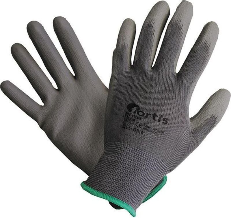 Handschuh Fitter, PU/Nylon,grau, Gr.7 Fortis