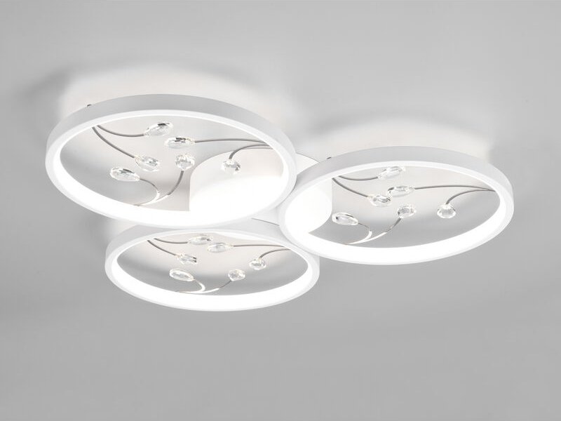 Große led Deckenleuchte groovy Weiß mit 3 Stufen Dimmer, ø 62cm