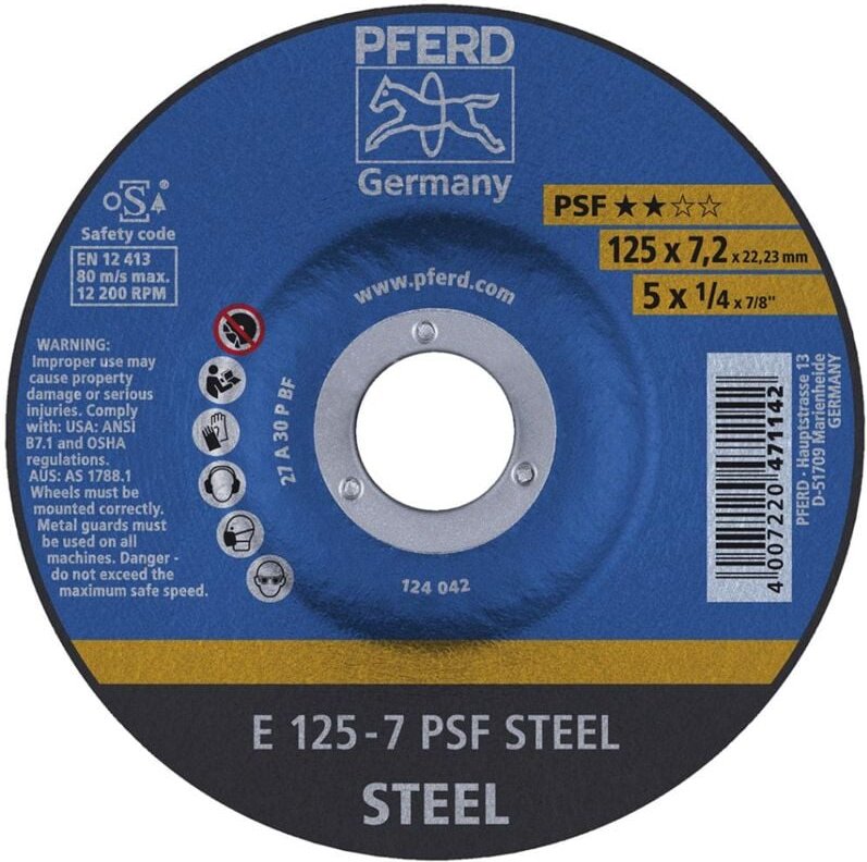 Schruppscheibe gekröpft A30PPS 178x8mm Pferd