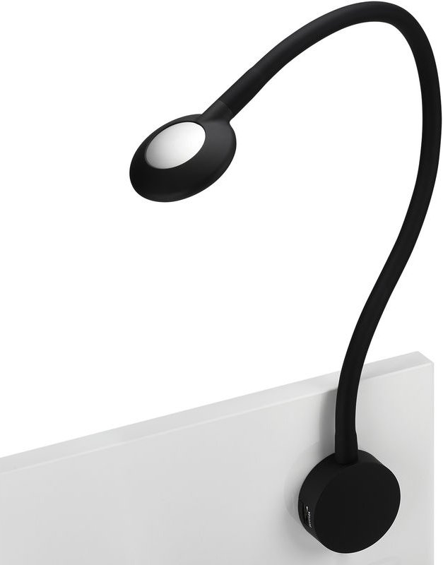 So-tech - junker Lighting led Bettleuchte / Leseleuchte luce schwarz mit flexiblem Leuchtenarm, 2x usb Anschlüssen und T...