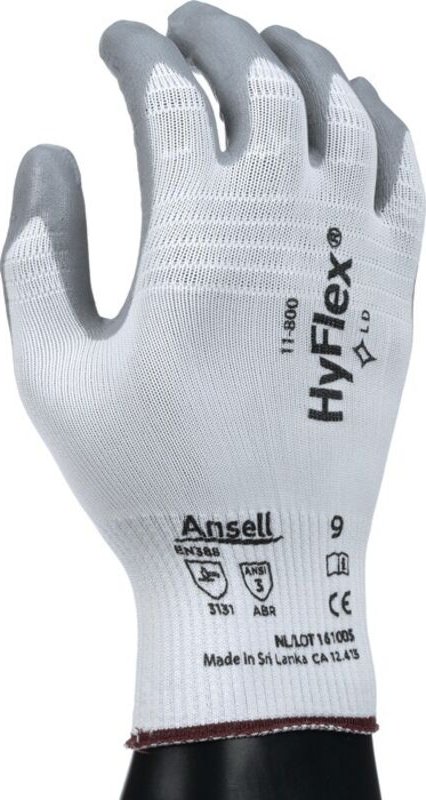 ANSELL 11-800-10 Handschuhe HyFlex 11-800 Gr.10 weiß/grau Nylon m.Nitrilschau