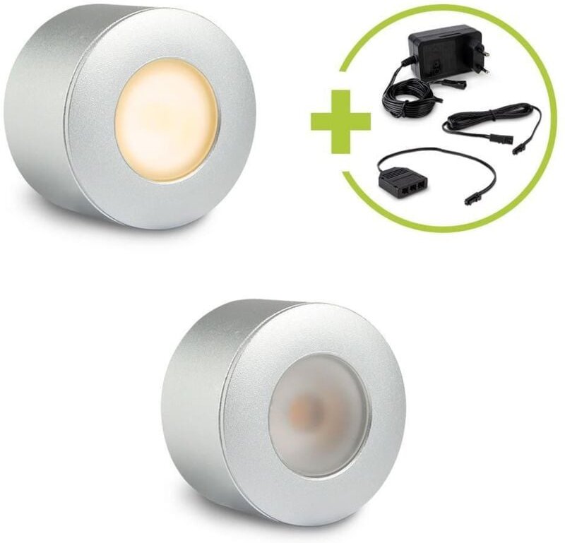 Aufbau/Einbaustrahler Mini Bergamo 3W 2700K IP44 - Farbe: silber - Anzahl: 2x