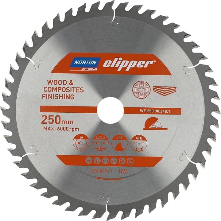 Lame carbure Finition 250x3.2/2.2x30 Z48 NORTON CLIPPER - - 70184608109