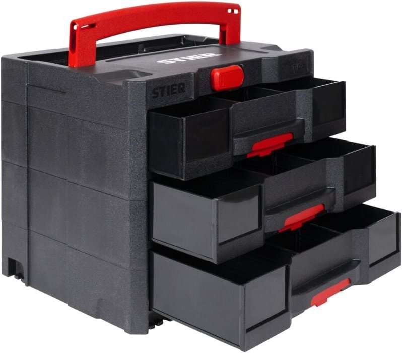 Sortainer T-Loc IV/3 BLACK-Edition, 6,7 l pro Schublade mit Beschriftungsfeldern, flexibel kombinierbar - Stier
