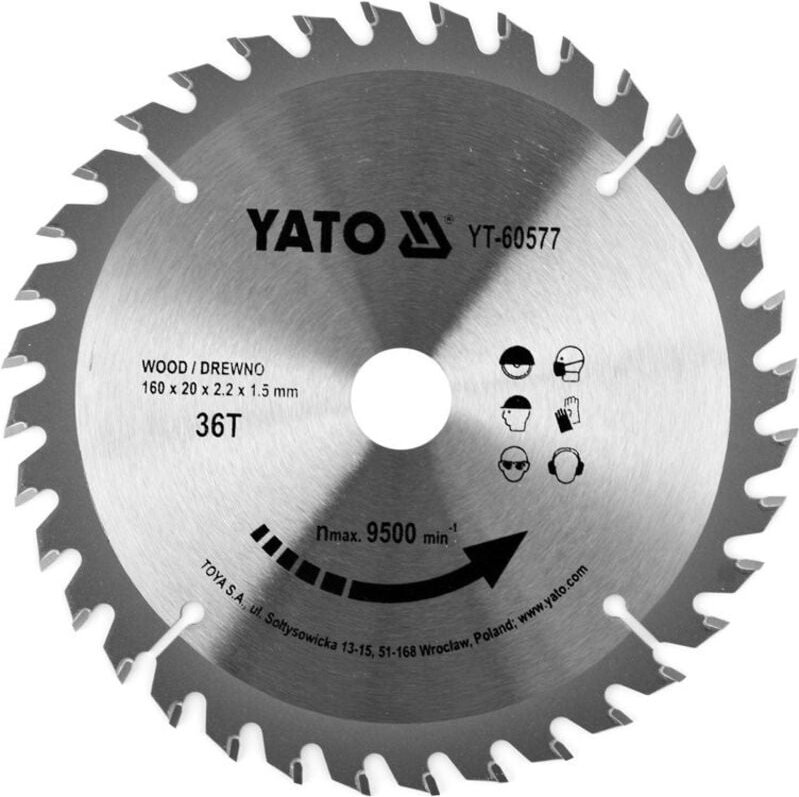 TCT-Holztrennscheibe 160X36TX20MM YT-60577 Yato