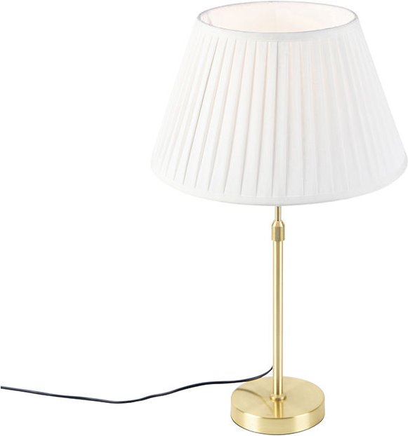 Tischleuchte gold / messing mit plissiertem Schirm creme 35 cm - Parte