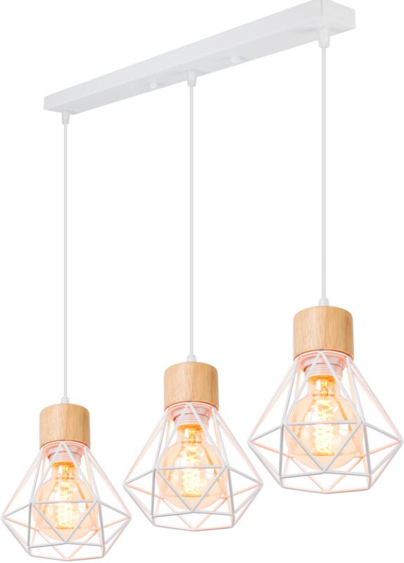 3 Flammig Pendelleuchtee aus Holz Eisen Lampenschirm E27 Hängelampe Vintage Höhenverstellbar für Schlafzimmer Esszimmer ...