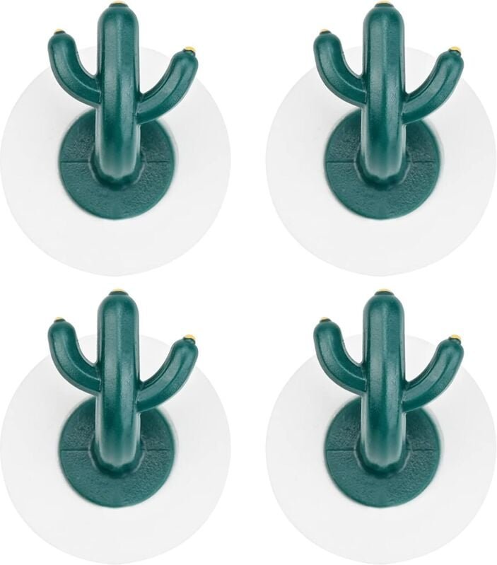 Linghhang - 4 Stück Kaktus-Klebehaken, Handtuchhaken aus Kunststoff, wasserdichte Klebehaken, Wand-/Türhaken zum Aufhäng...