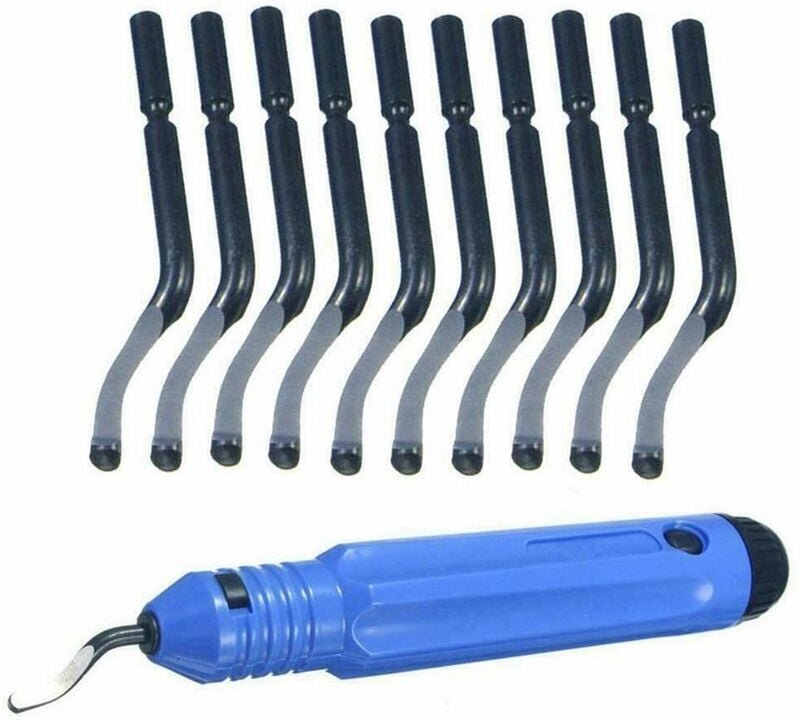Entgratungswerkzeug, Hand-Entgratungswerkzeug-Set, Griff mit 10 Klingen-Gratschabern, für Holz, Kunststoff, Aluminium, K...