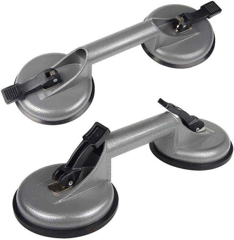 2 Stück 100 kg Saugnäpfe mit Doppelsaugnäpfen, grau, für Fliesen, Glas und Holz
