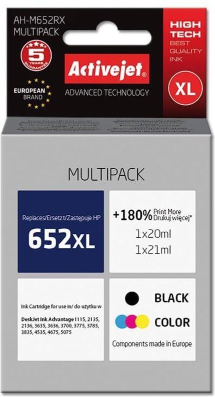 Activejet Tinte für HP 652 F6V25/F6V24 reg AH-M652RX