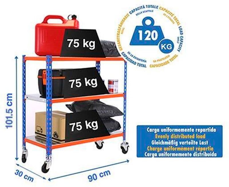 Simonrack SIMONCLICK MOBILE 3/300 Metallregal blau orange