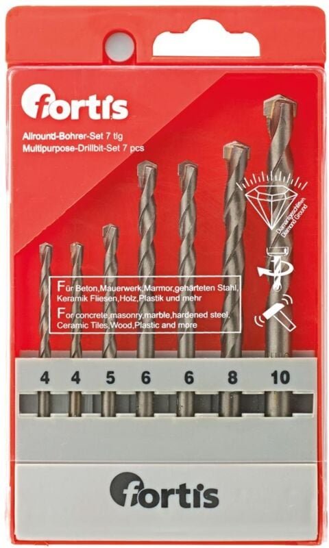 Thumbnail - Fortis Allzweckbohrer-Set 7-tlg. 4, 4, 5, 6, 6, 8, 10 x 120