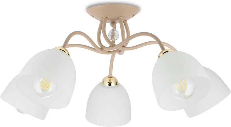 Tina Beige Glas Deckenleuchte 5xE27