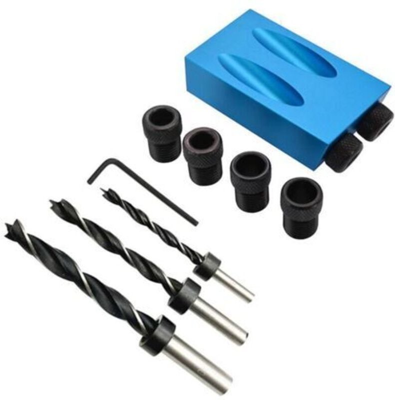 14-teiliges Schräglochbohrlehren-Set mit 15°-Bohrern, Holzbearbeitungs-Positionierer, Taschenlochlehre, Holzbearbeitungs...