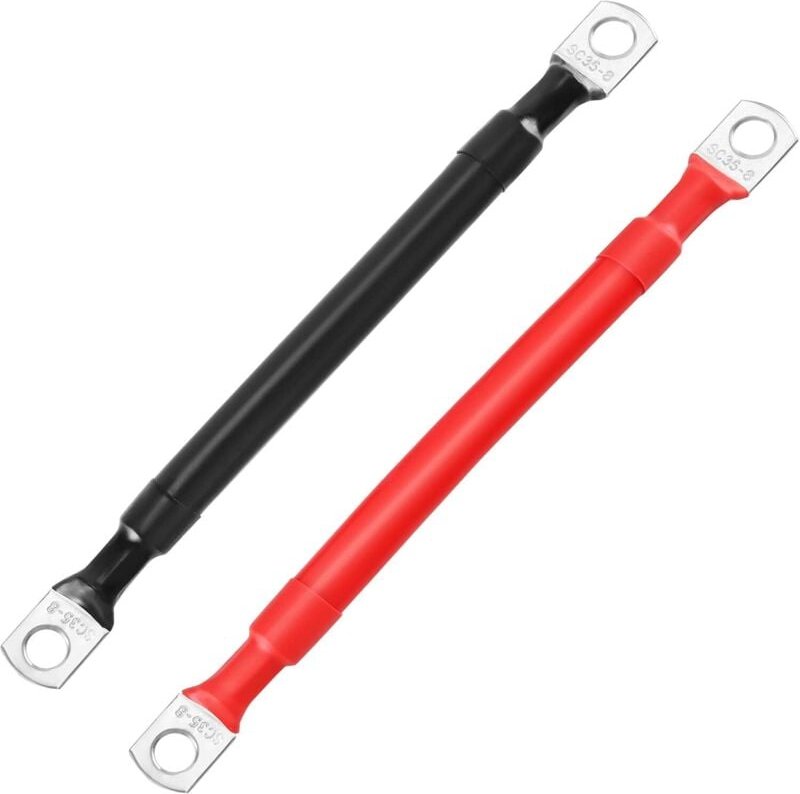 Batterie-Wechselrichterkabel, 2 Stück, 15 cm, Autobatteriekabel 33 mm², 2 AWG, 12 V, mit Ringkabelschuhen, Kupferdraht f...