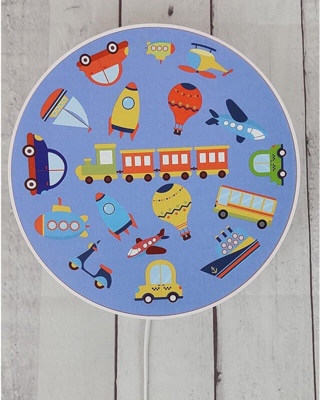 Thumbnail - Meinewunschleuchte - led Wandleuchte für Kinderzimmer mit Fahrzeug Motiven, Schalter & Stecker ø 25cm