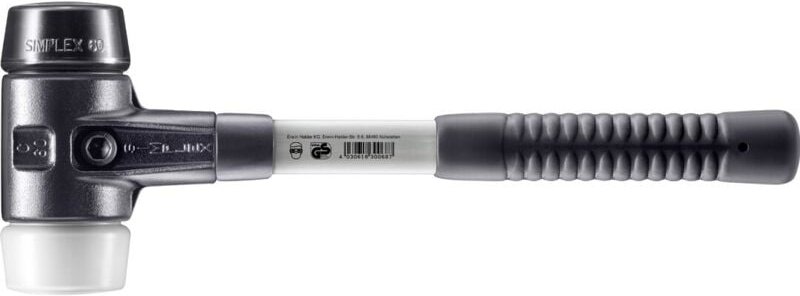 SIMPLEX-Schonhammer, Gummikomposition / Superplastik mit verstärktem Tempergussgehäuse und Fiberglasstiel D=60 mm 3727.0...