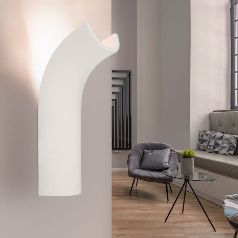 Thumbnail - Globo Lighting - Wandleuchte Wandlampe Innenleuchte Flurleuchte Eingangsbereich, Gipsgestell weiß, gebogene Form, 1x led...