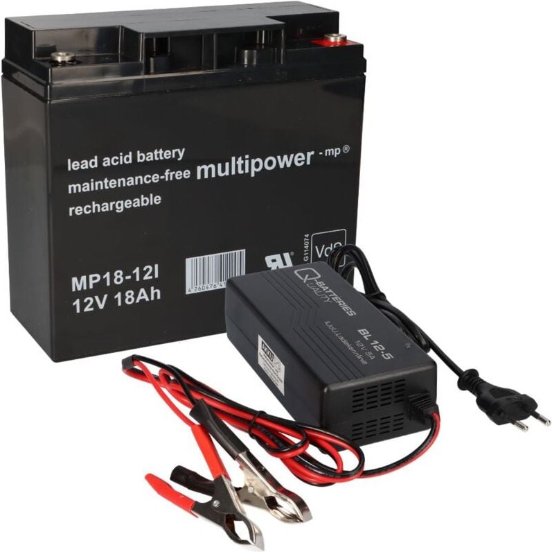 Multipower - Set Q-Batteries bl 12-5 Ladegerät 5A + MP18-12 Batterie Bleigel Akku 12V 18Ah 17Ah