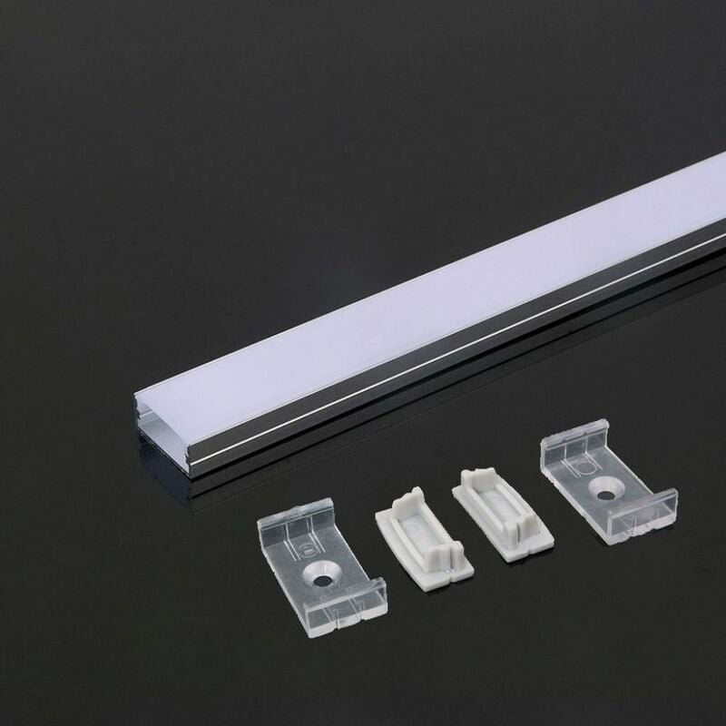 V-tac - Silbernes Aluminiumprofil für LED-Streifen (Max. Länge: 21,5 mm) Satin 2000 x 23,5 x 10 mm