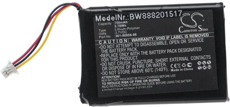 Vhbw - Akku kompatibel mit Garmin DriveSmart 65 gps Navigation Navi (750mAh, 4,2V, Li-Ion)