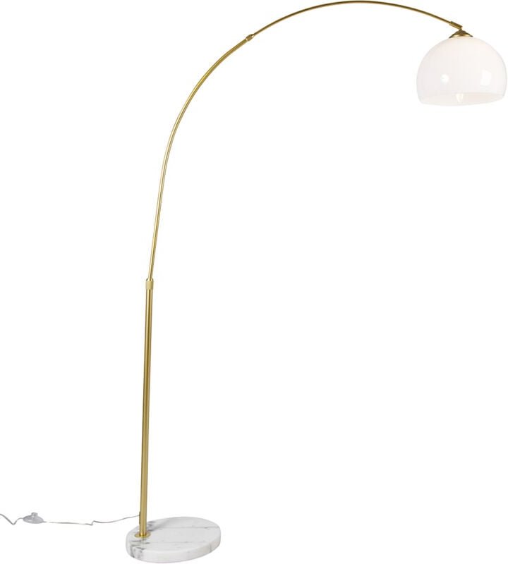 Smarte Bogenlampe aus Messing mit weißem Schirm inkl. wlan A60 - Arc Basic
