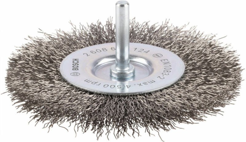 Bosch - Scheibenbürste, Edelstahl, gewellter Draht, 100 mm, 0,3 mm, 10 mm, 4500 u/ min