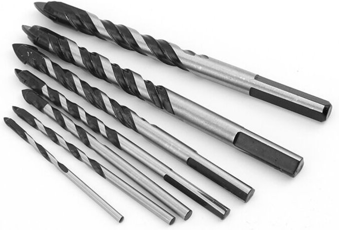 Lot de 5 forets multi-matériaux pour céramique, carrelage, béton, brique, verre, plastique et bois, 6, 6, 8, 10, 12 mm, ...