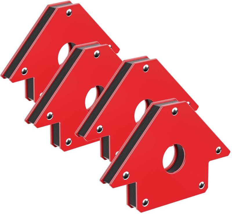 Wiltec - 4x Schweißmagnet 20 kg Haftkraft, 150 x 102 x 16 mm Schweißwinkel mit 45°, 90° und 135°, Schweißzubehör Magnetw...