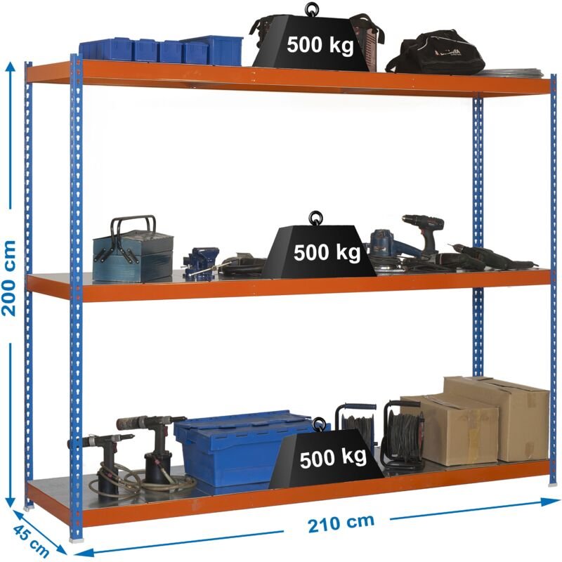 Simonrack Metallregal für den Außenbereich blau und orange